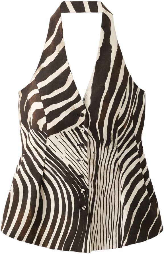 Zebra print linen vest