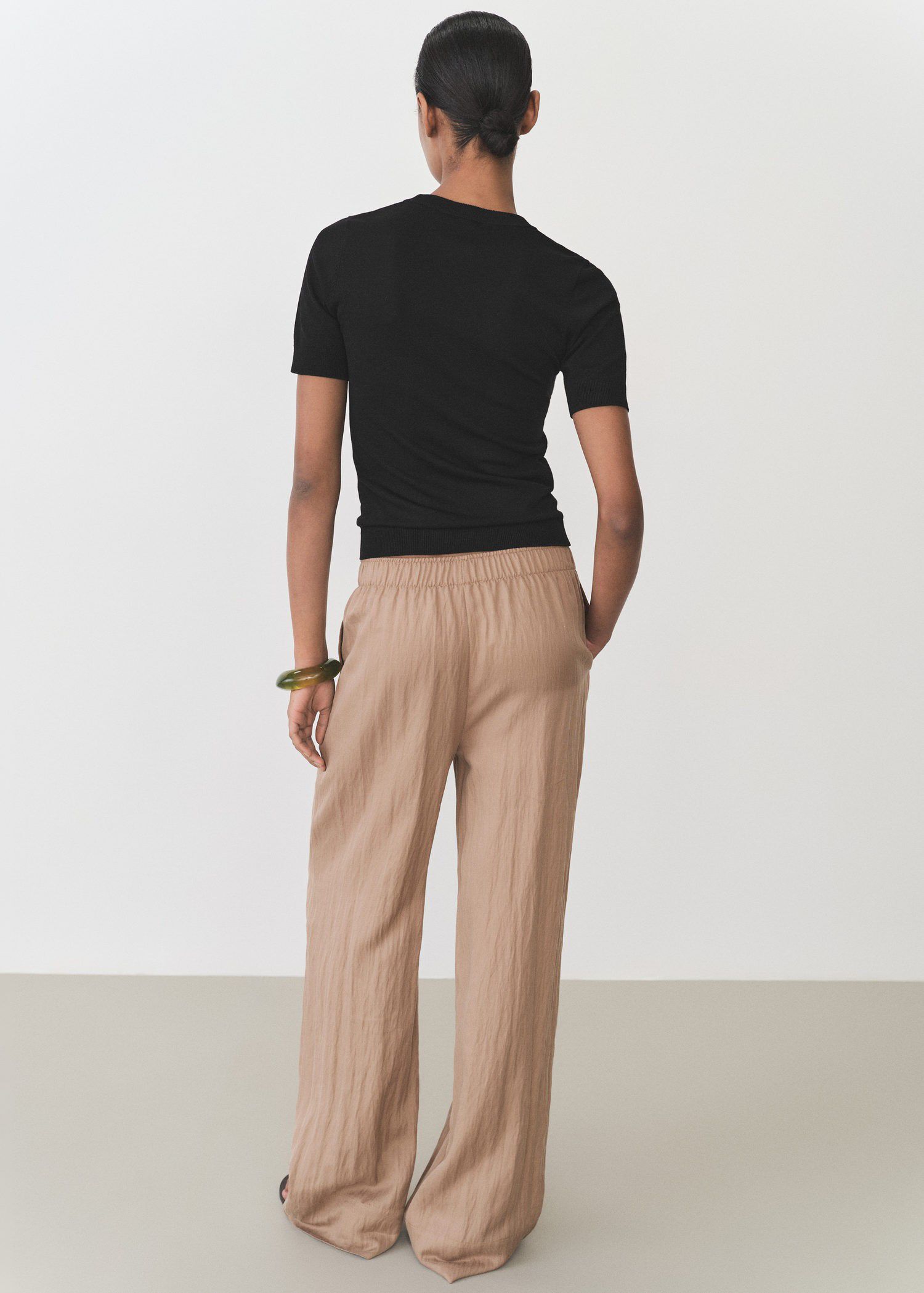 Striped short-sleeved sweater