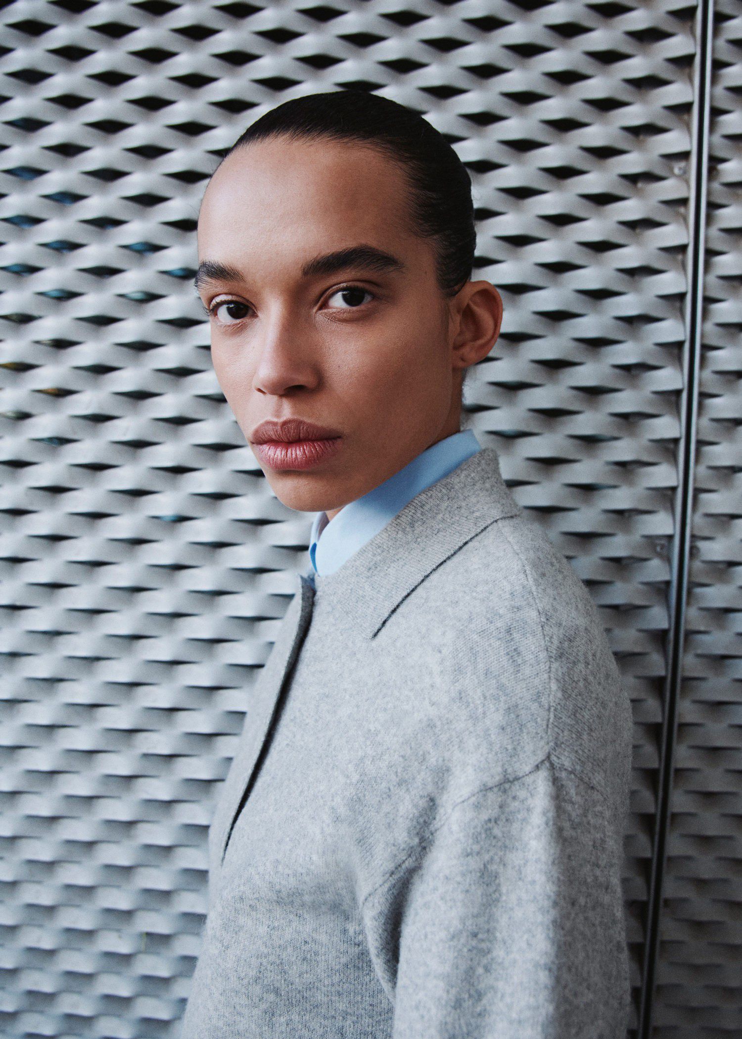 Long-sleeved polo-neck sweater