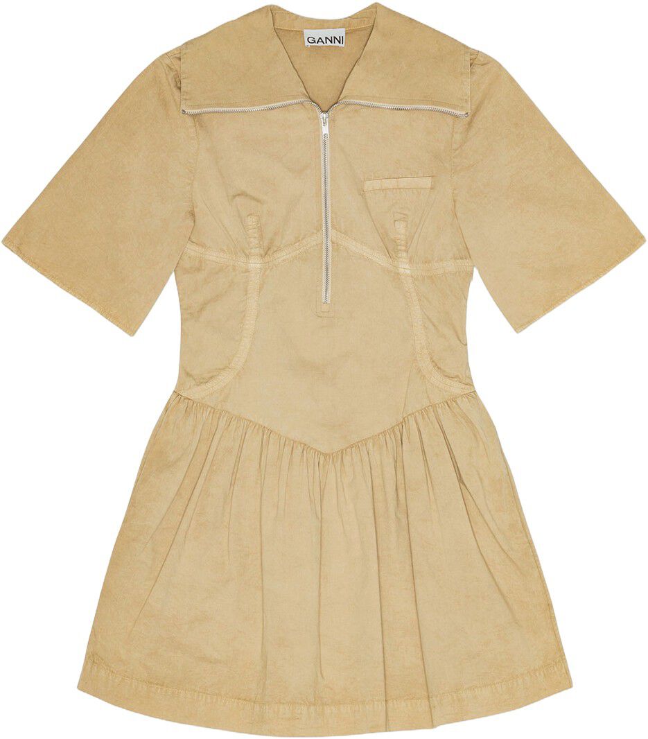 Washed Stretch Cotton Mini Dress