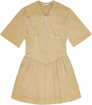 Washed Stretch Cotton Mini Dress