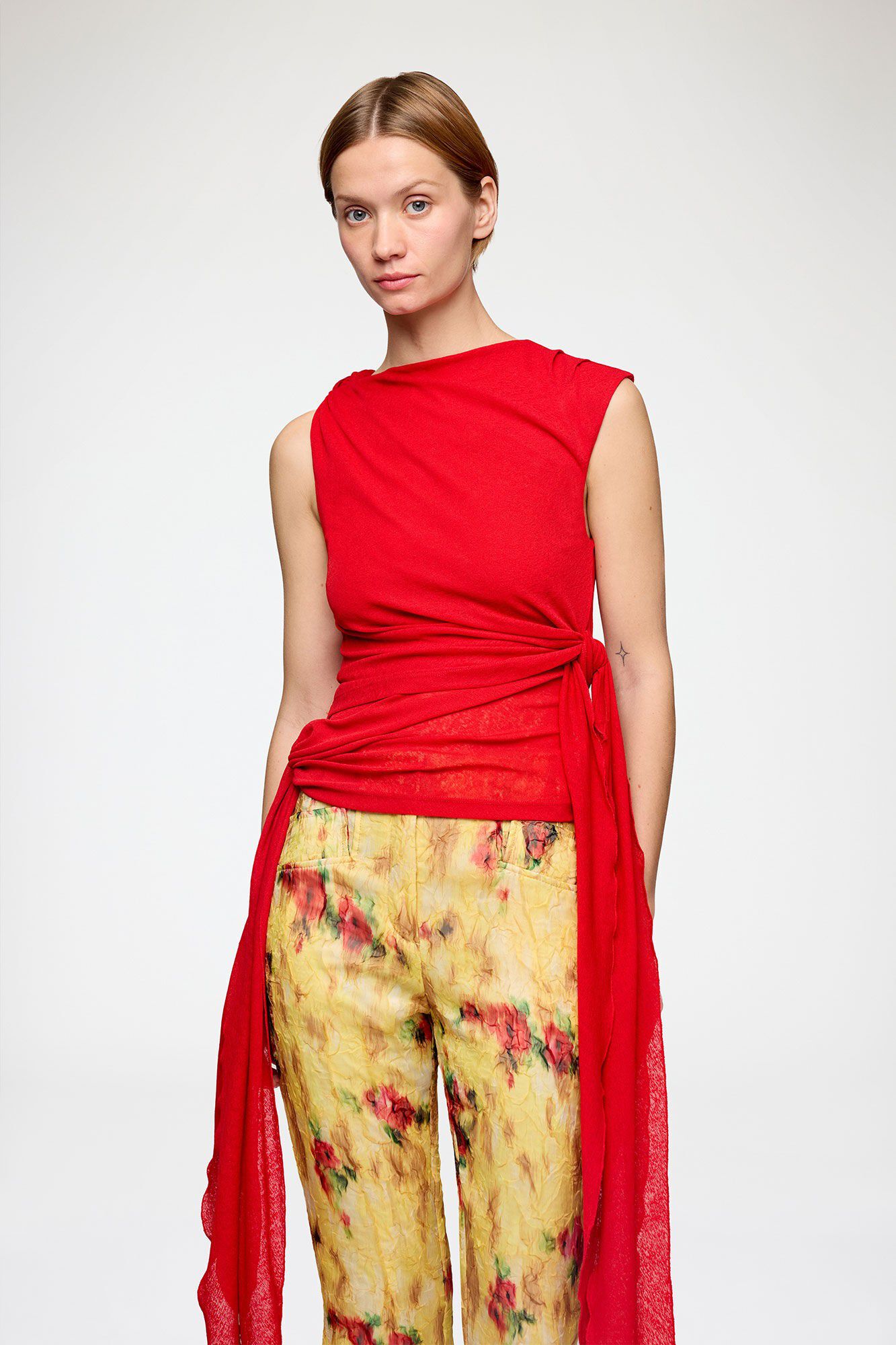 Marl Mesh Tie Knot Tank Top