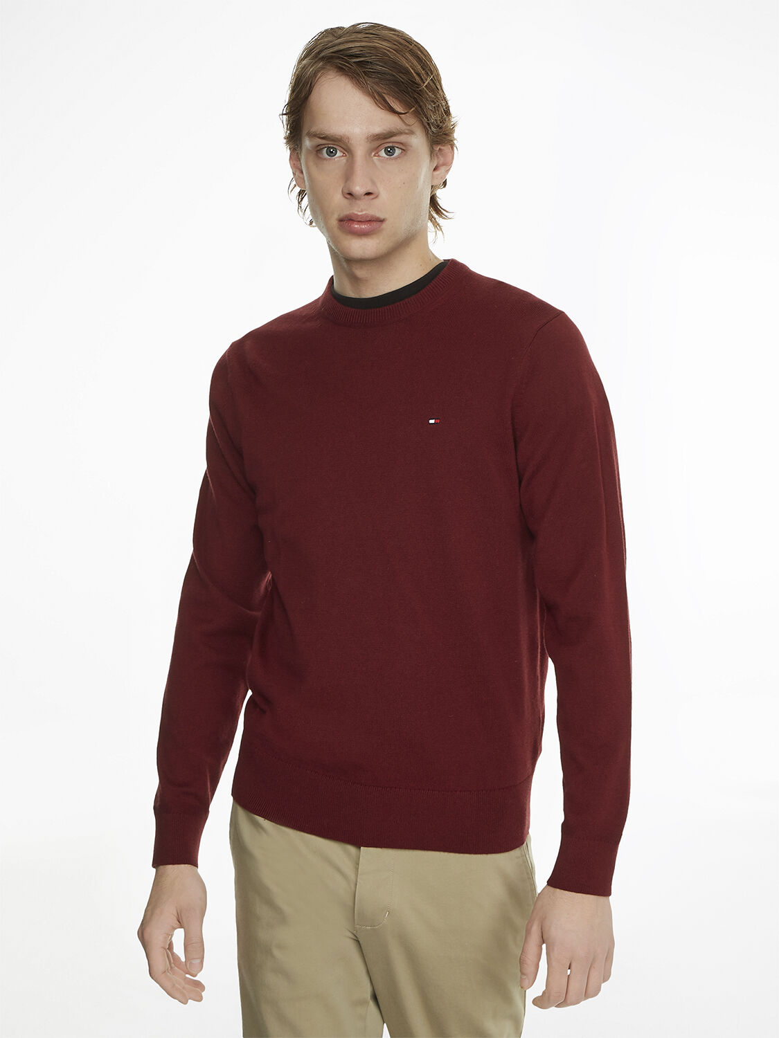 Crew Neck Jumper With Cashmere
