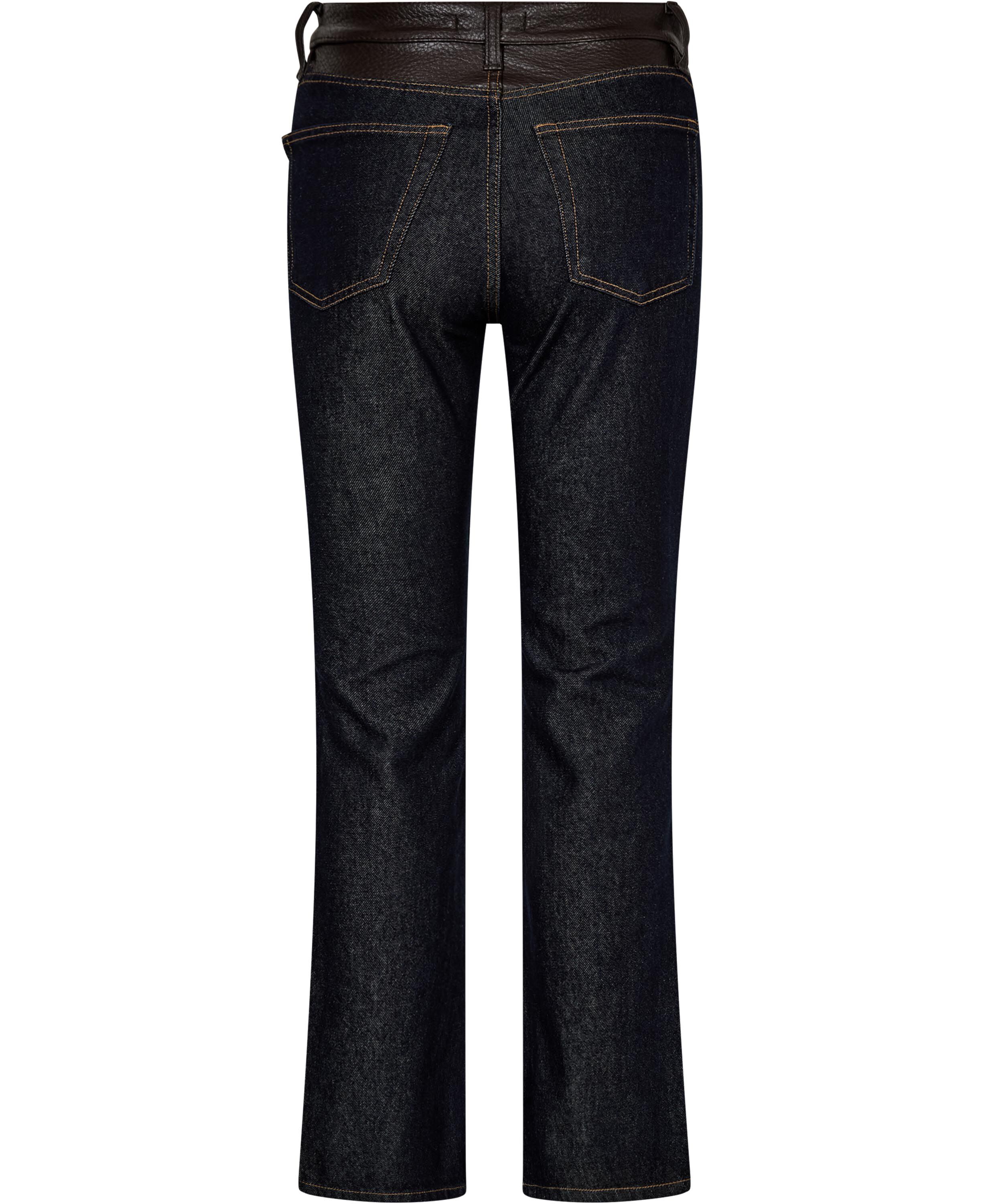 Flared jeans with faux leather deta