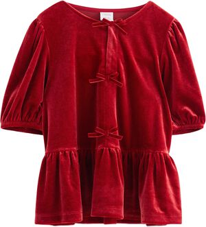 Top in velvet with short puff sleev