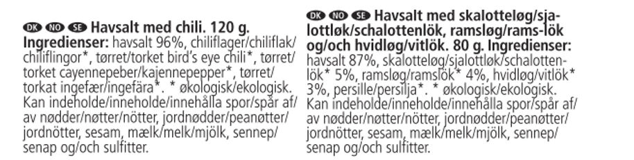 Gave&aelig;ske, Nicolas Vah&eacute; Organic Chilli salt & Wild garlic