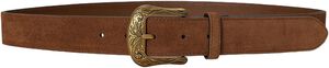 Tooled-Buckle Suede Belt