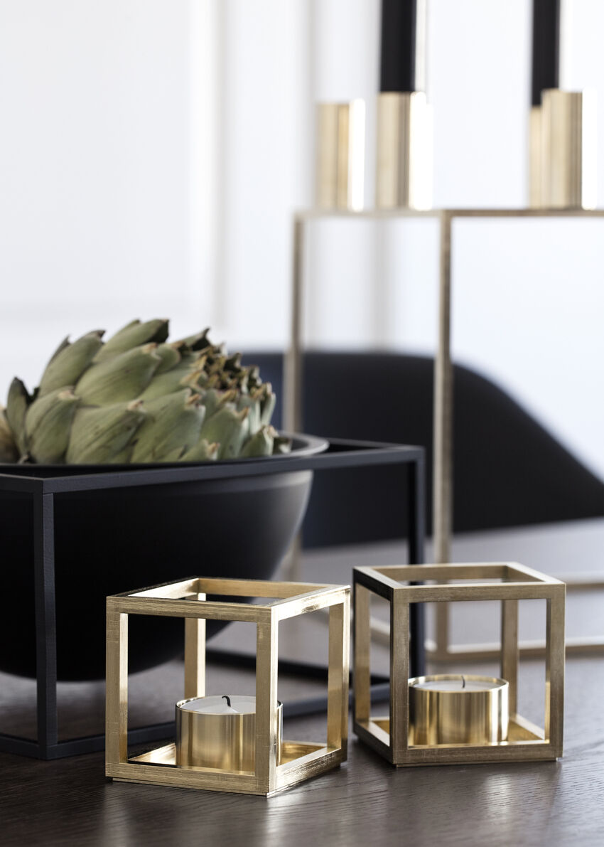 Kubus T, Candle Holder, Gold Plated