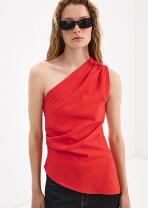 Asymmetric top with draped detail