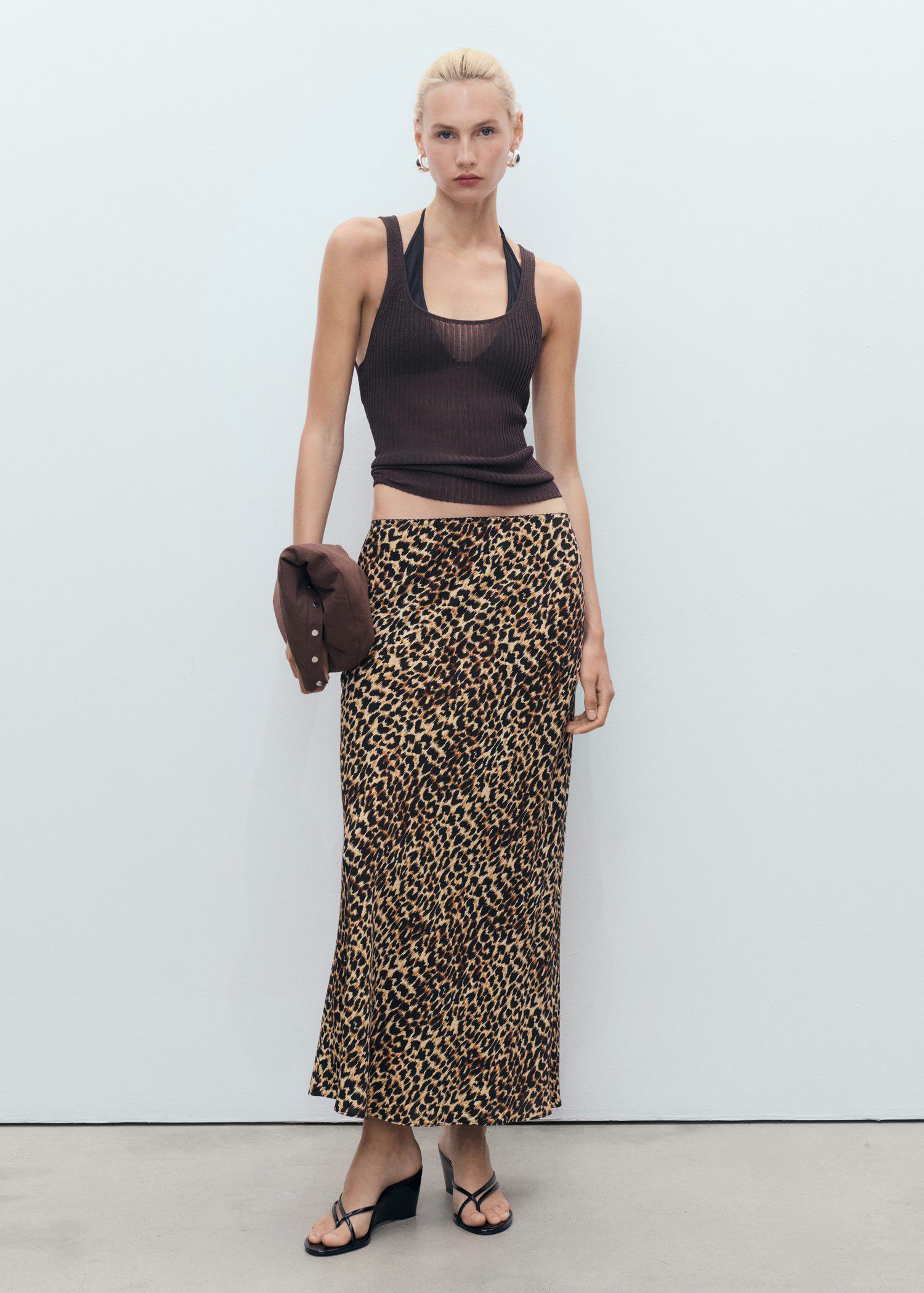 Animal-print midi-skirt