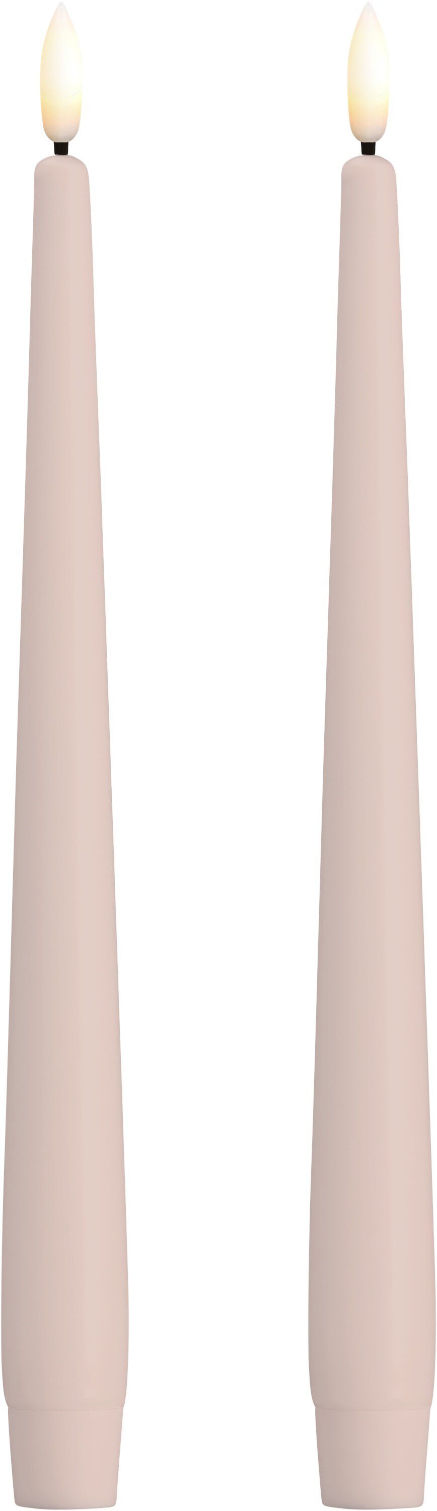 MM LED taper candle, Silk, Slim, Light rose, 2-pack, 23x250