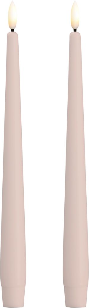 MM LED taper candle, Silk, Slim, Light rose, 2-pack, 23x250