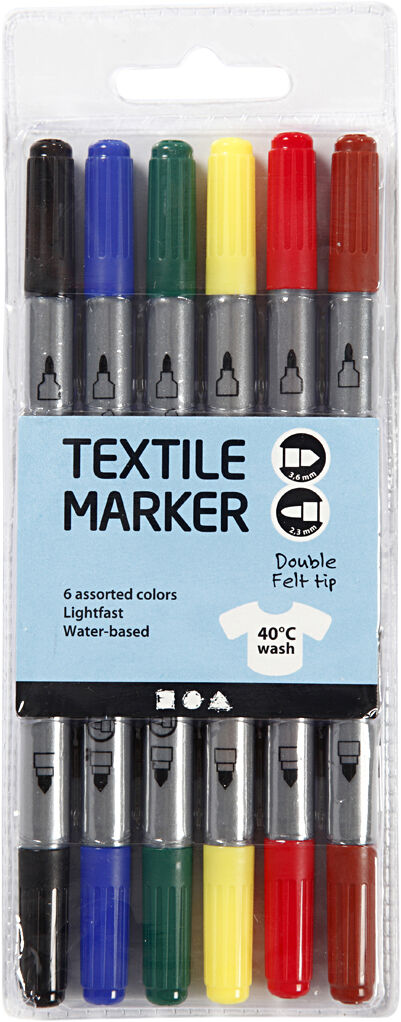 Tekstiltusch, streg 2,3+3,6 mm.