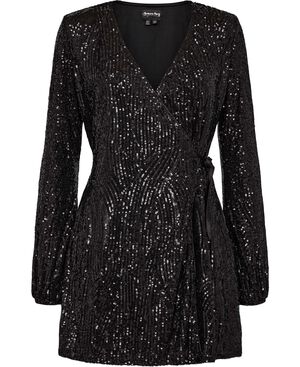 SEQUIN WRAP MINI DRESS