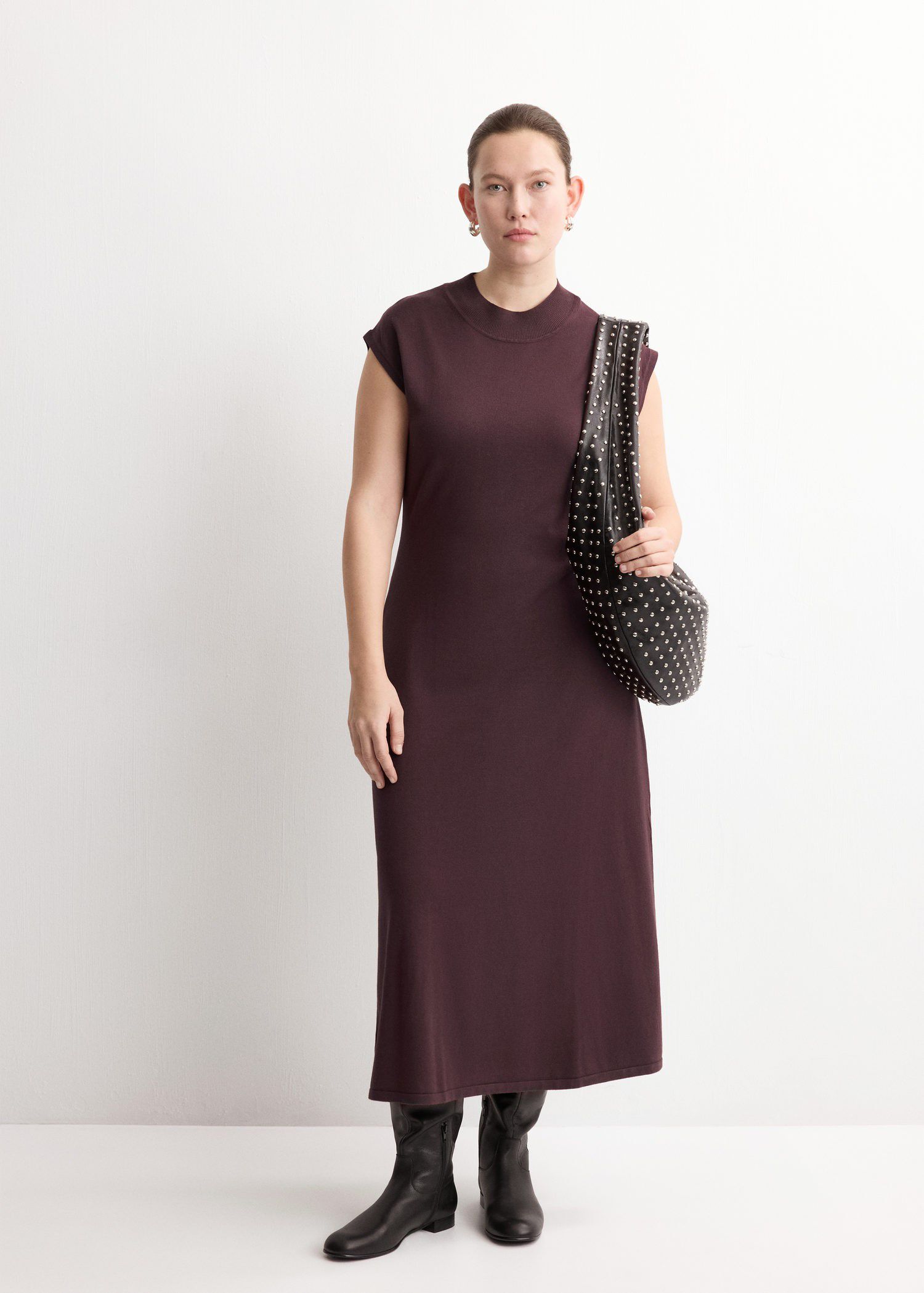 Perkins-neck knitted dress