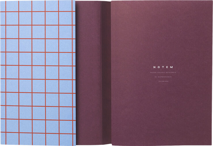 Lille notesbog med syet ryg, Lys blå