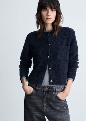 Bouclé knit jacket with jewel butt