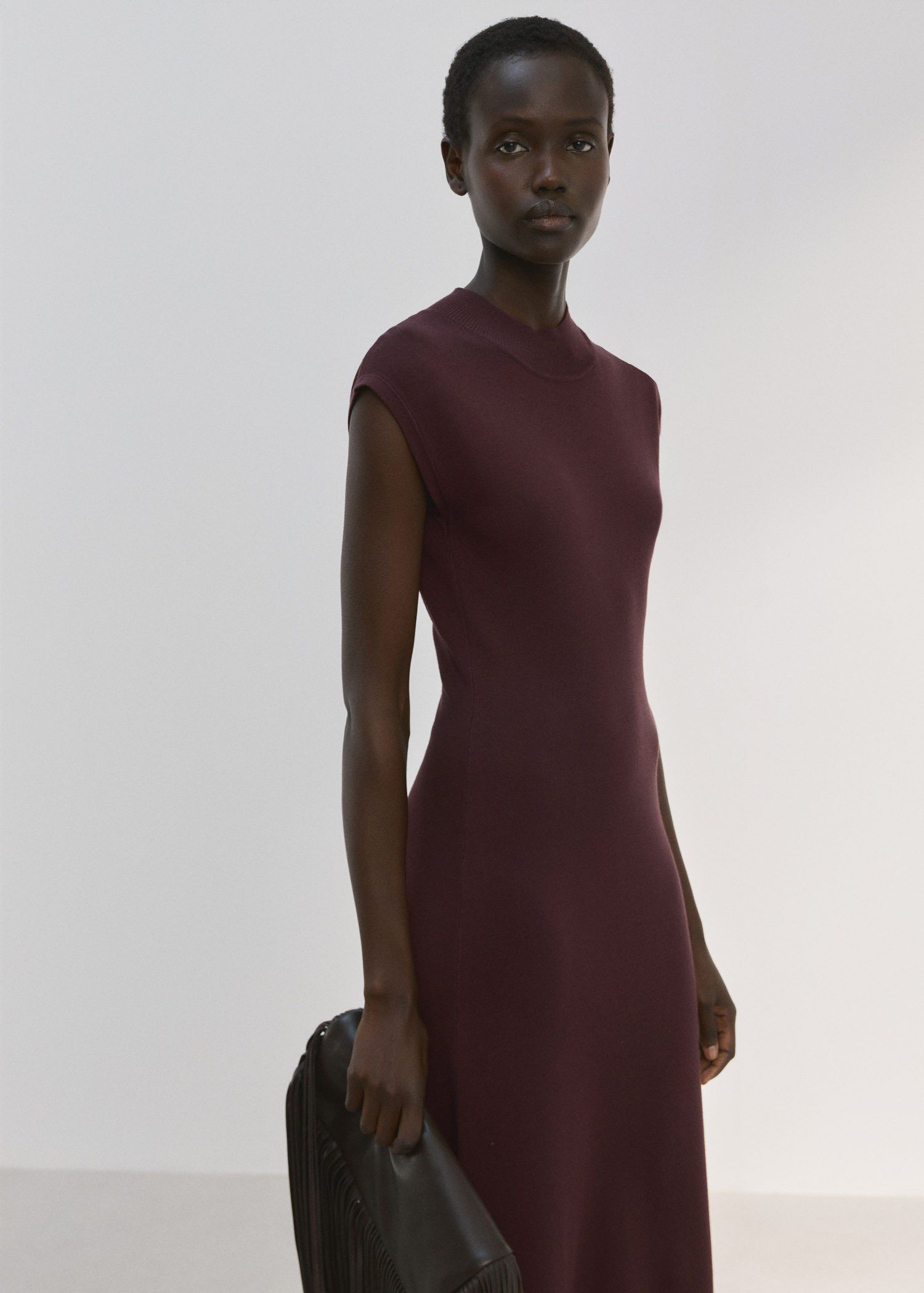 Perkins-neck knitted dress
