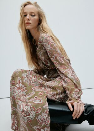Midi dress with textured floral chi