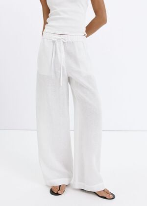 Linen wide-leg trousers