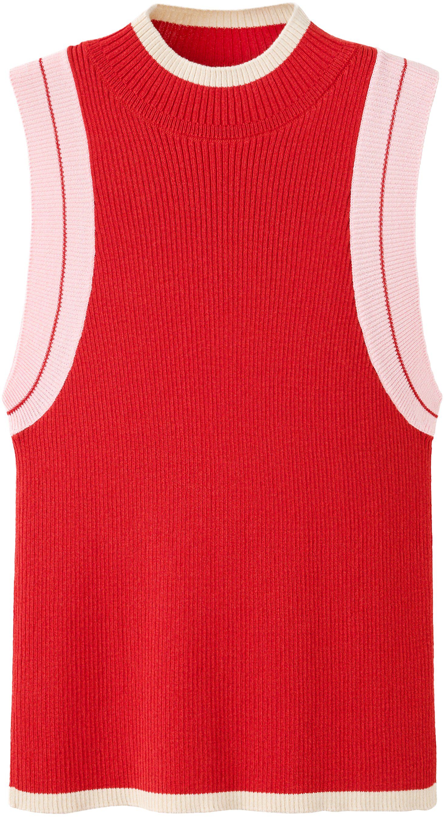 Ribbed top with contrasting trim