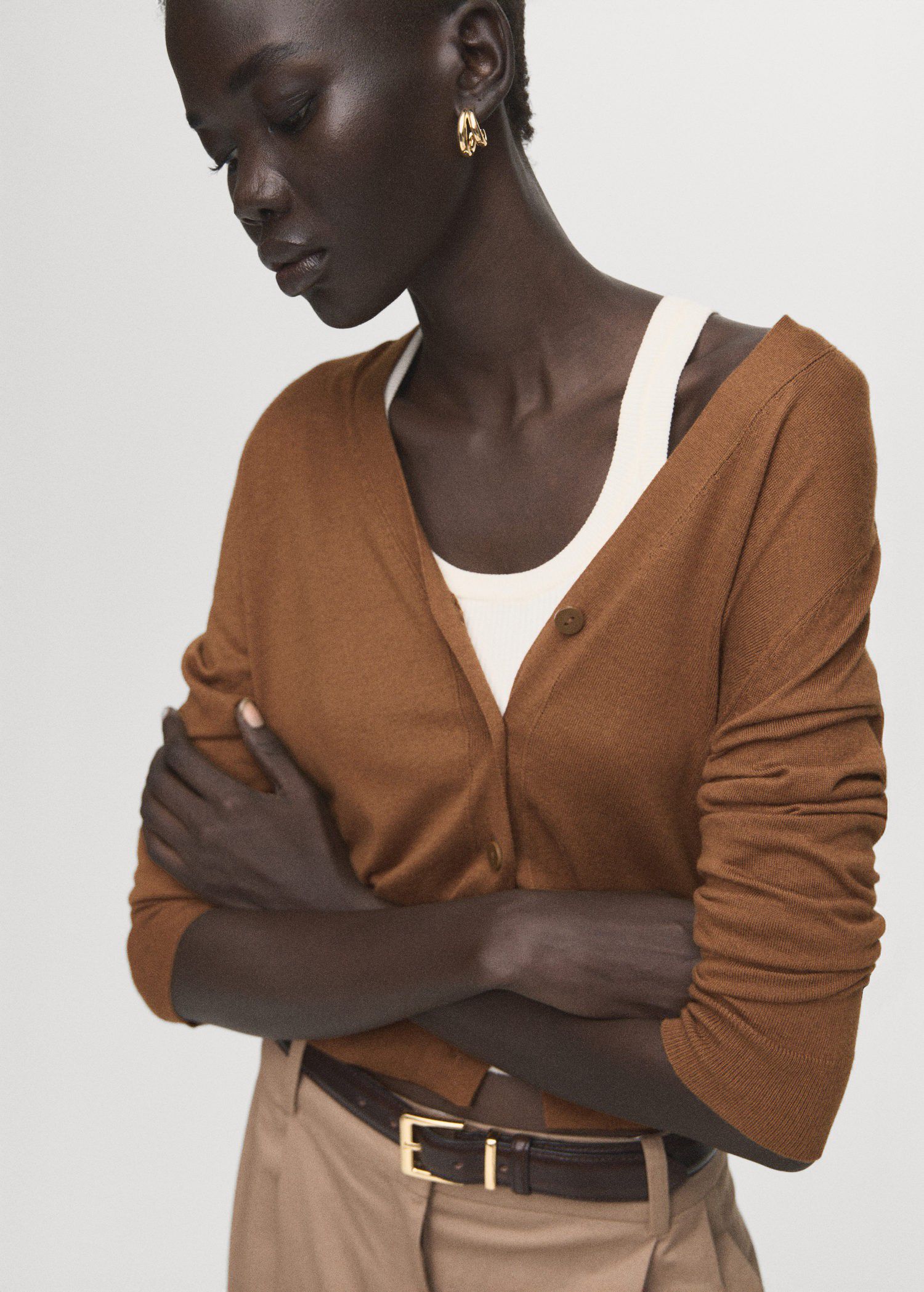 V-neck knitted cardigan