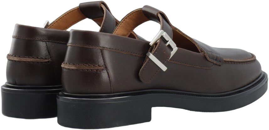 BIAADDA Moc Toe T-Strap Pull Up Leather