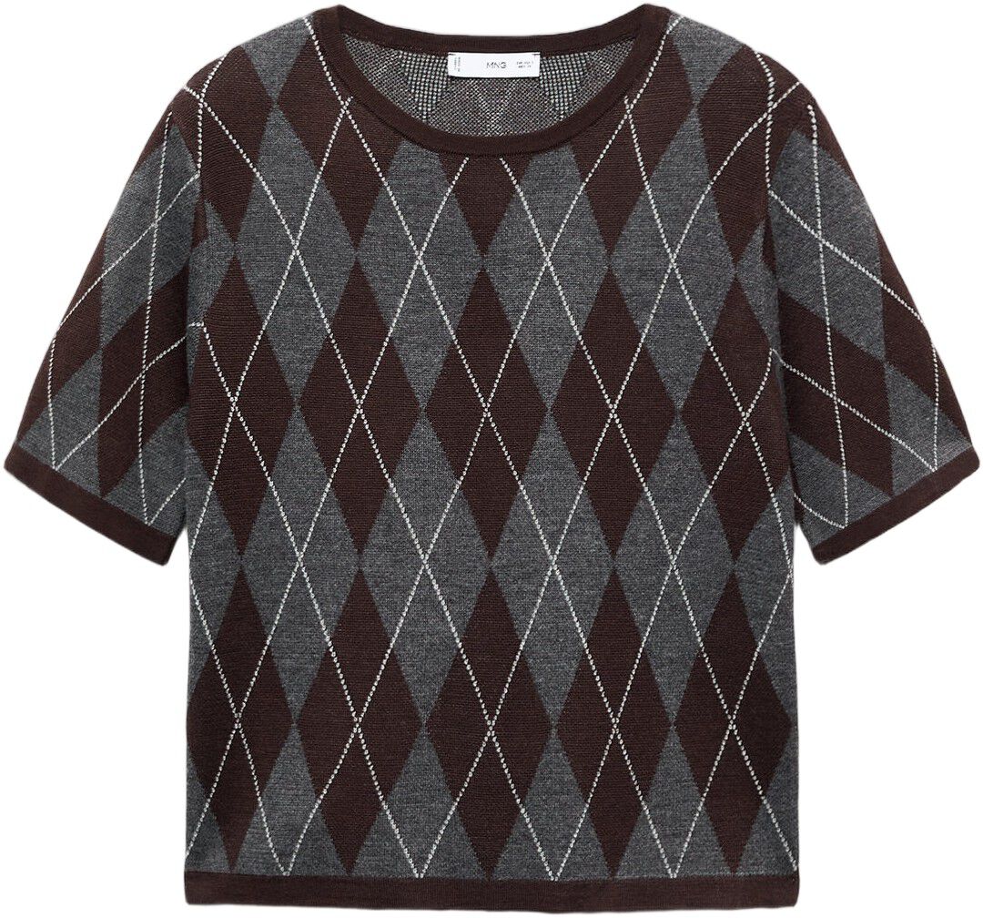 Short-sleeve argyle jumper