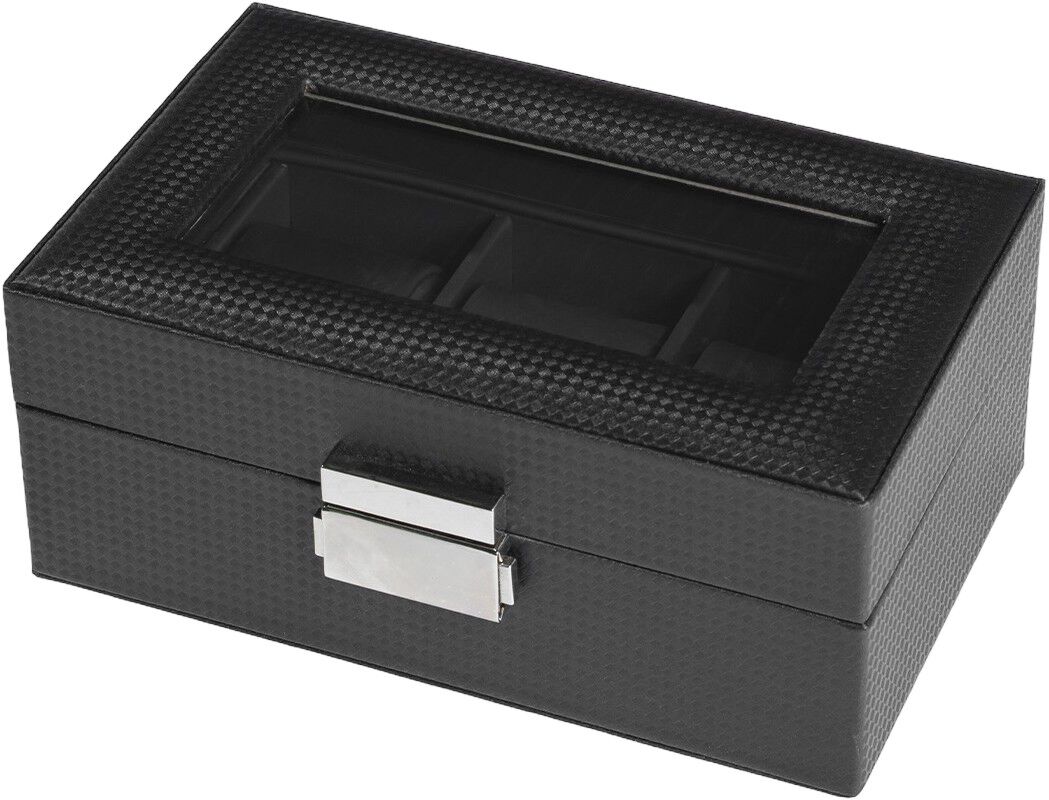 Ditur Watch Box 3 Watches Black Imitated carbon 0000229