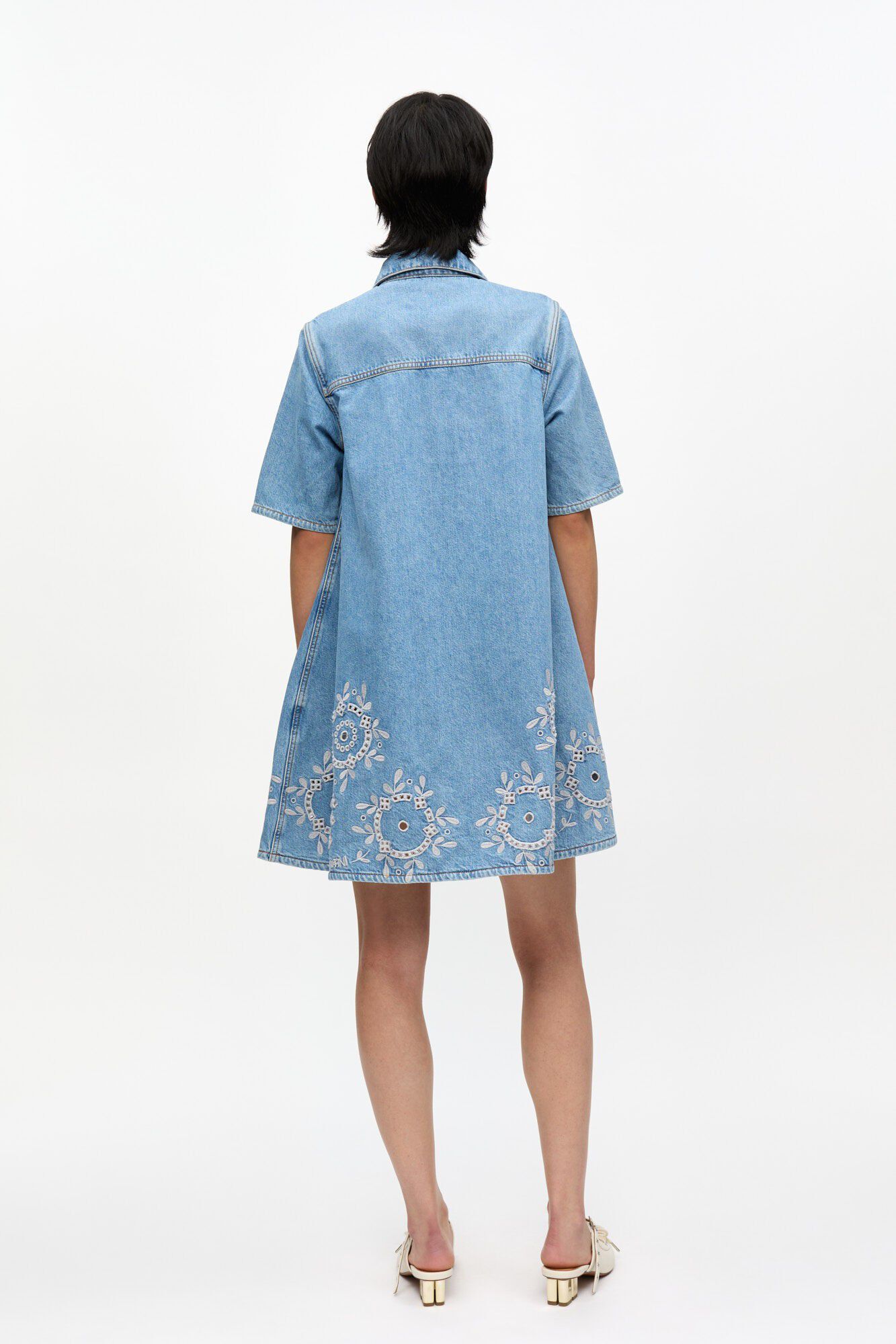 Broderie Anglaise Denim Mini Dress