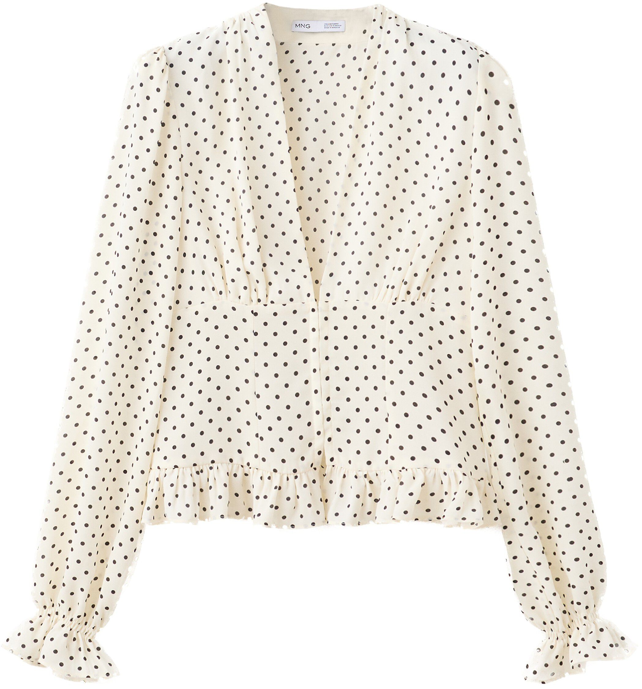 Polka-dot V-neck blouse