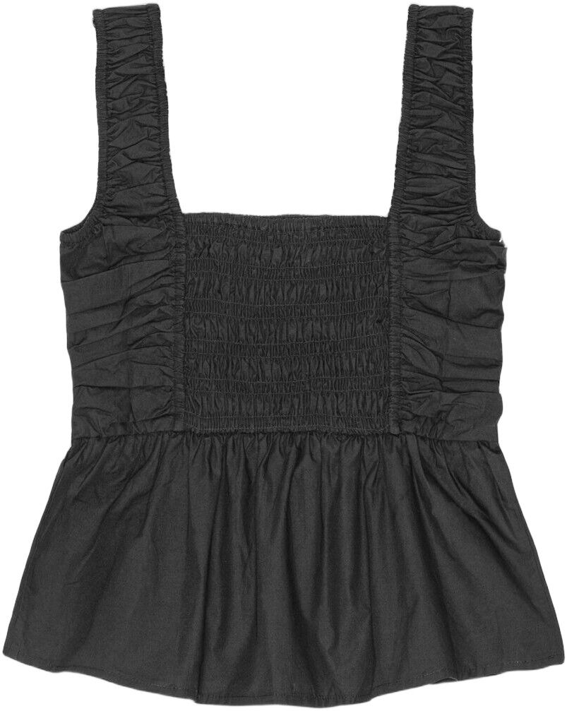 Cotton Poplin Smock Strap Blouse