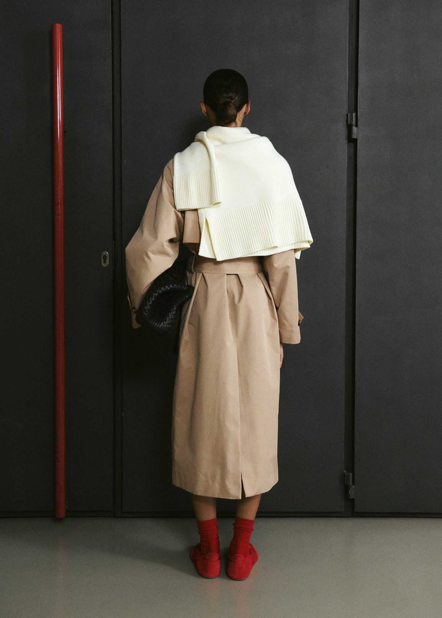 Long double-breasted trench coat