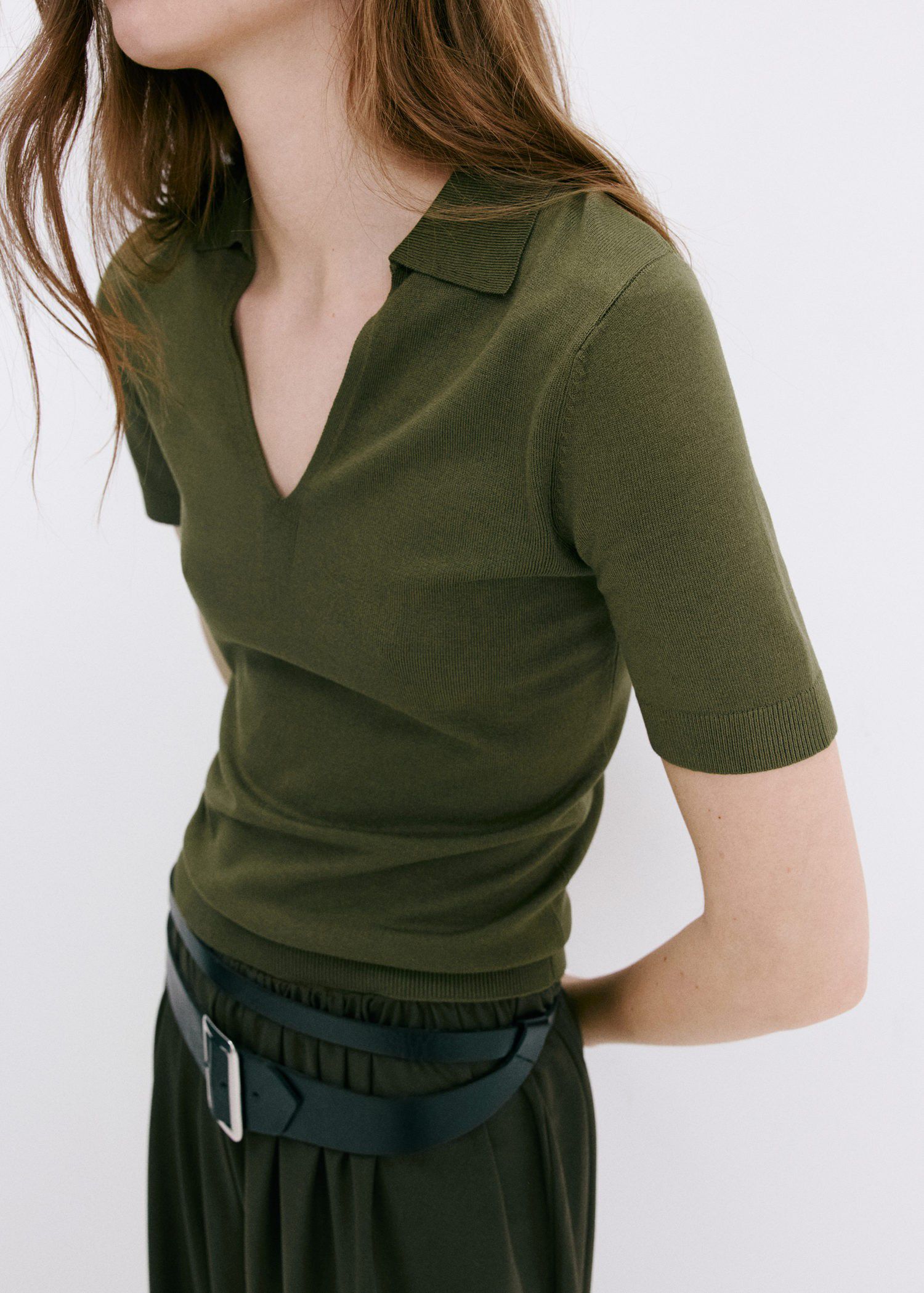 Fine-knit polo shirt