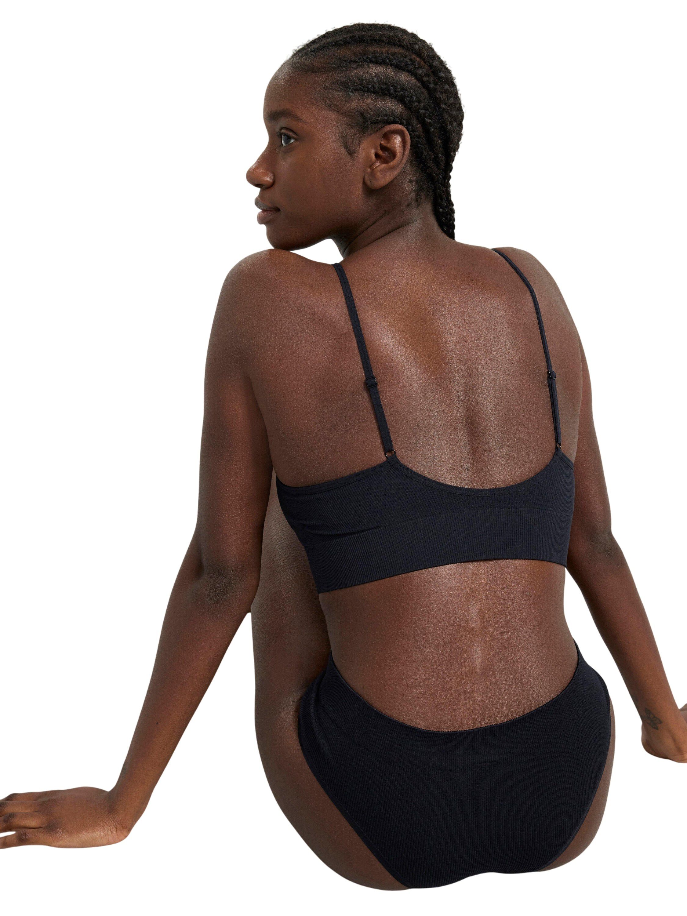 Bl&oslash;d ribbet bh uden s&oslash;mme med v-halsudsk&aelig;ring