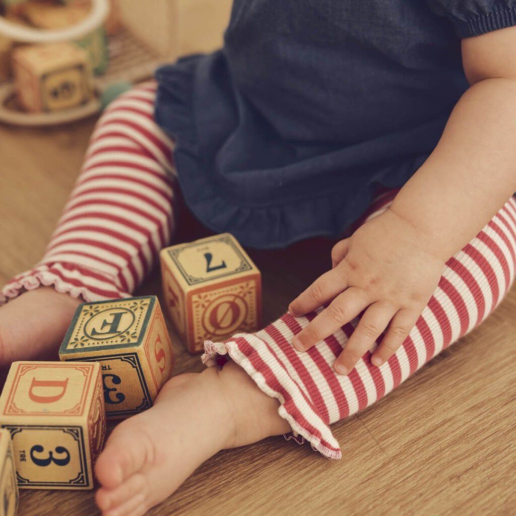 Rib stripe frill leggings baby