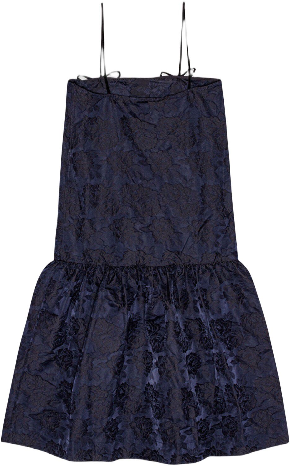 Botanical Jacquard Strap Midi Dress