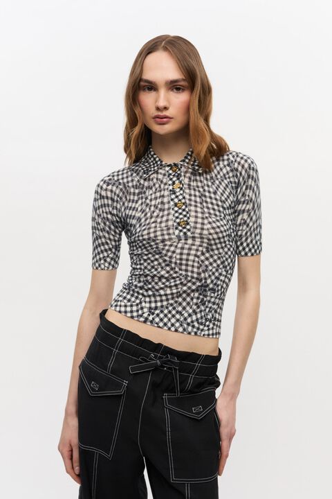 Sheer Cotton Printed Polo