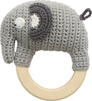 Hæklet rangle, elefanten Fanto, classic grey