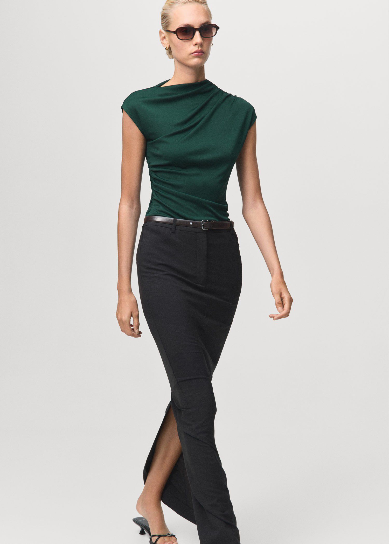 T-shirt with gathered asymmetrical