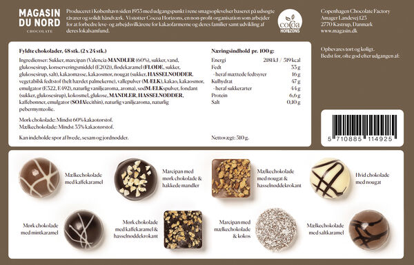 Æske, 48 stk. Dessertchokolade, 504 g