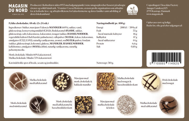 Æske, 48 stk. Dessertchokolade, 504 g
