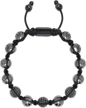 Men's Beaded Bracelet with Glossy Black Ceramic & CZ Beads