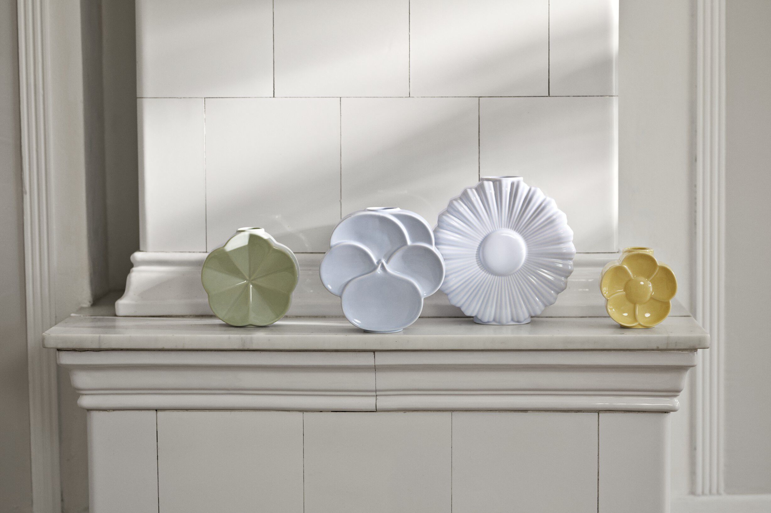 Flower Vase Snerle H14 cm gr&oslash;n porcel&aelig;n