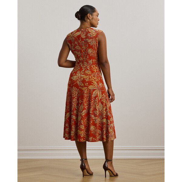 Floral Twist-Front Stretch Jersey Dress