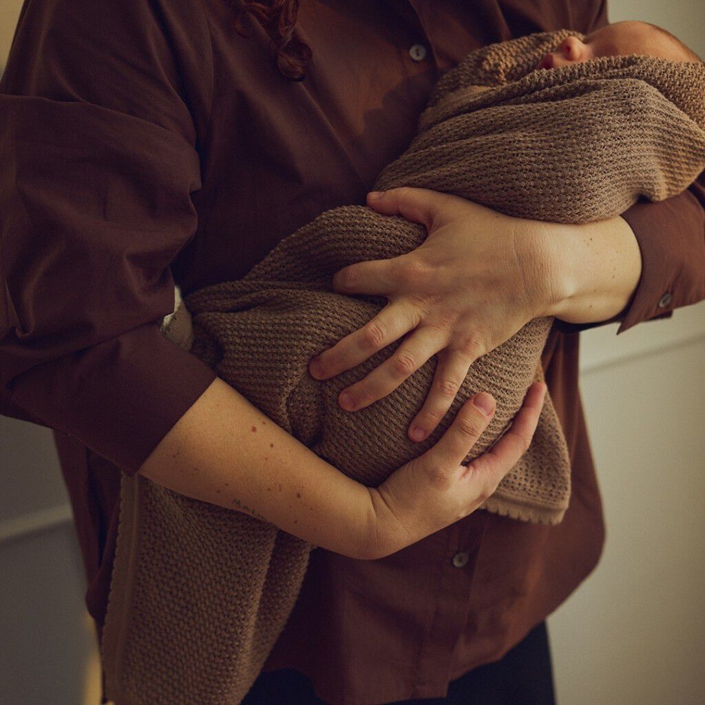 Pointelle knit blanket
