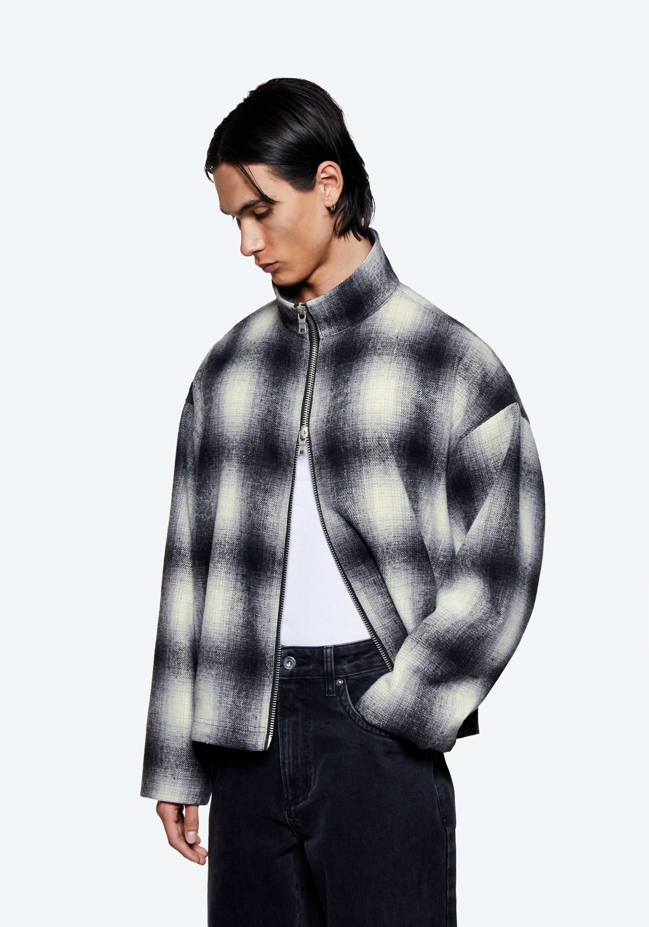 WOOL CHECK TRACK JACKET