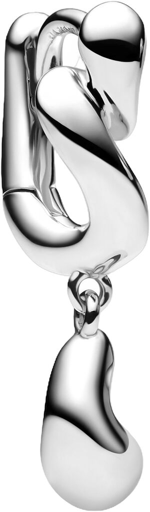 Whirl Drop Huggie Silver