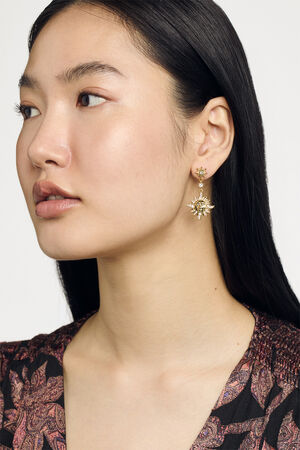 DELSTAR Sun Moon Crystal Drop Earri