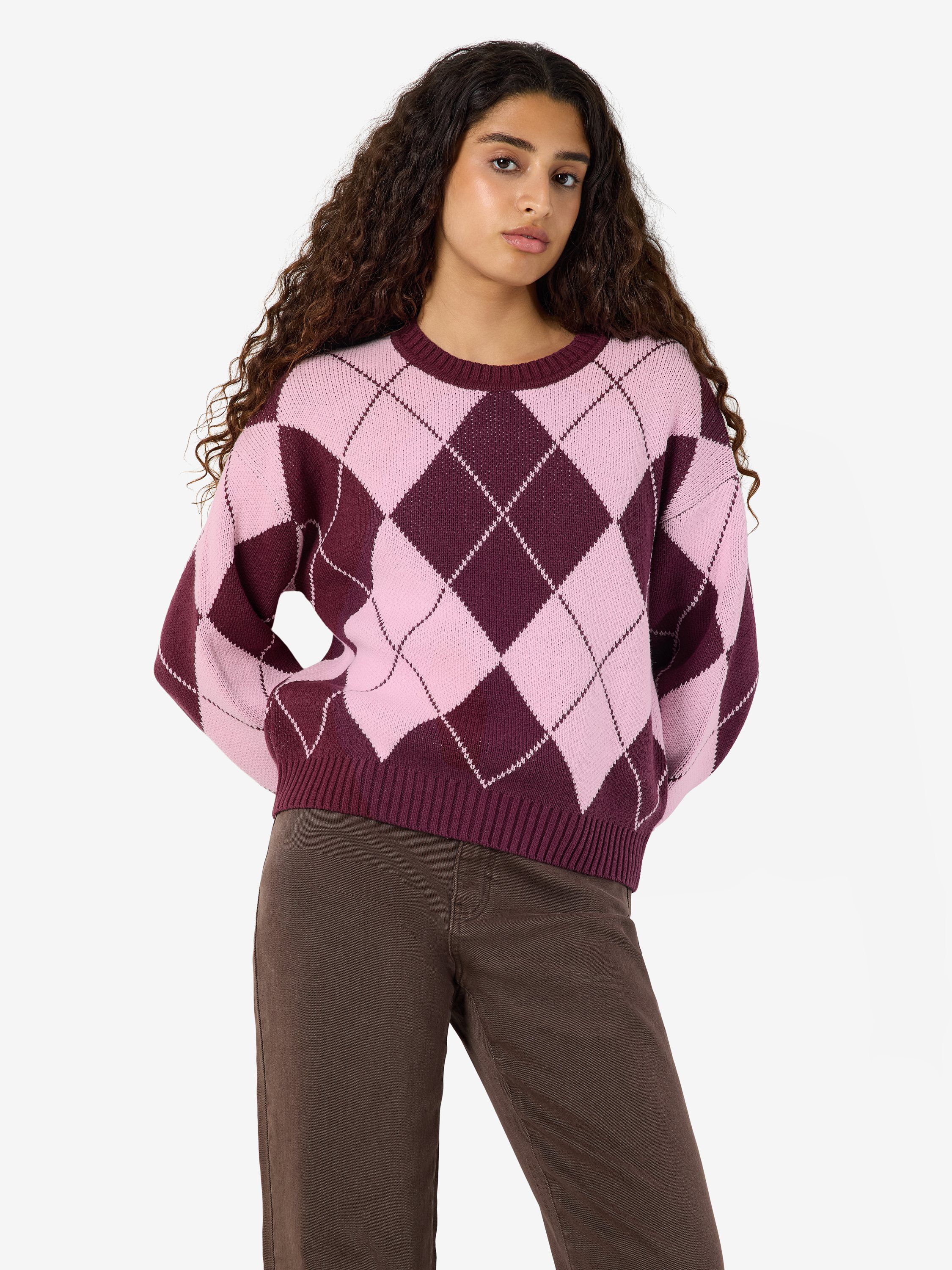 Nmacy L/S O-Neck Argyle Knit